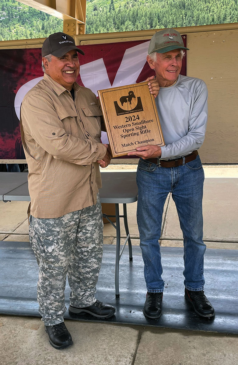 Jim Luke (on the right) was the winner of the open sight smallbore match, as well as the Match Director for the Western and National Championship; a great shot and a fantastic match organizer.